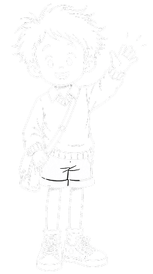 Comic character waving